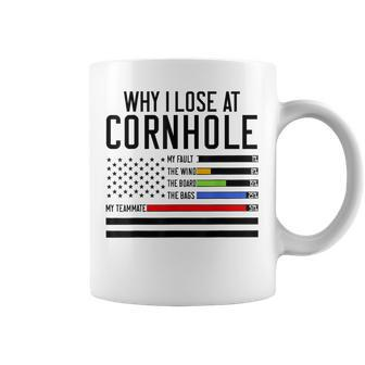 Why I Lose At Cornhole Humor Toss Like A Boss Usa Flag Coffee Mug | Crazezy UK