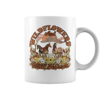Wildflowers And Wild Horses Nature Beauty Country Outdoors Coffee Mug - Monsterry CA