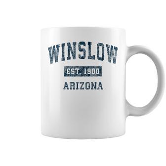 Winslow Arizona Az Vintage Sports Navy Print Coffee Mug - Monsterry