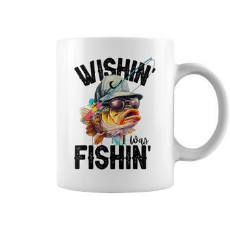 Wishin' I Was Fishin' Fishing Fisherman Coffee Mug - Seseable