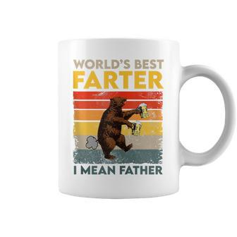 World's Best Farter I Mean Father Father's Day Bear Drinking Coffee Mug - Seseable