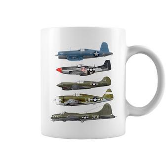 Ww2 Warplane B-17 P51 Mustang F4u Corsair P40 Warhawk Coffee Mug - Monsterry DE