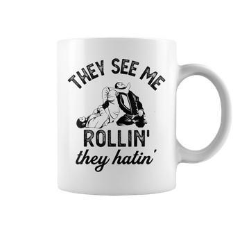 They See Me Rolling They Hatin' Vintage Armbar Jiu-Jitsu Bjj Coffee Mug - Monsterry DE