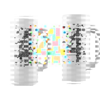 Youth 4Th Birthday Boy Girl 4 Years Old Number 4 Building Block Coffee Mug - Thegiftio