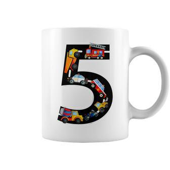 Youth 5Th Birthday Boys Cars Vehicles 5 Years Birthday Coffee Mug - Thegiftio UK