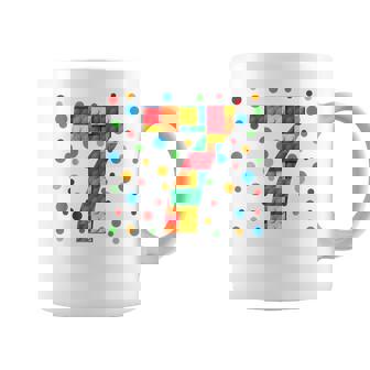 Youth 7Th Birthday Boy Girl 7 Years Old Number 7 Building Block Coffee Mug - Thegiftio