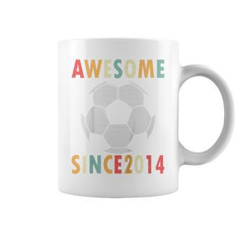 Youth 8Th Birthday Soccer Lover 8 Years Old Vintage Retro Coffee Mug - Monsterry