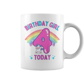 Youth Birthday Girl 4 Today 4Th Birthday Unicorn Rainbow Coffee Mug - Thegiftio UK