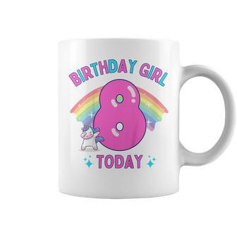 Youth Birthday Girl 8 Today 8Th Birthday Unicorn Rainbow Coffee Mug - Thegiftio UK