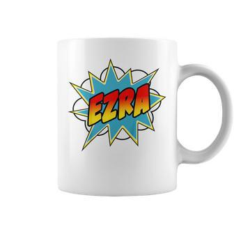 Youth Boys Ezra Comic Book Superhero Name Coffee Mug - Seseable