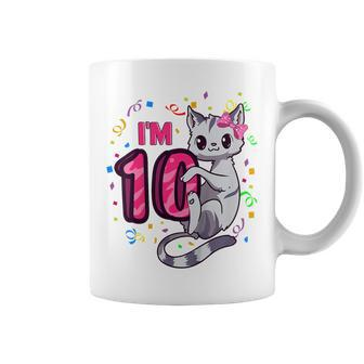 Youth Girls 10Th Birthday Outfit I'm 10 Years Old Cat Kitty Kitten Coffee Mug - Seseable