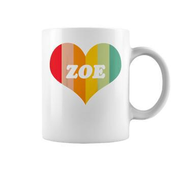 Youth Girls Zoe Retro Vintage Heart Name Coffee Mug - Monsterry DE