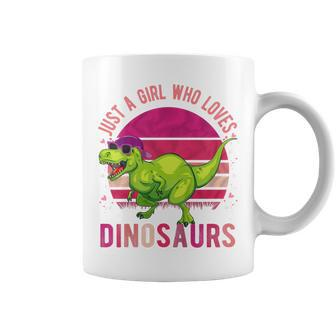 Youth Just A Girl Who Loves Dinosaurs Vintage Retro Coffee Mug - Monsterry CA
