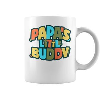 Youth Papa's Little Buddy Cute Toddlers Fathers Day Outfit Coffee Mug - Monsterry