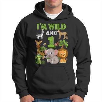 1 Year Old Zoo Birthday Safari Jungle Animal 1St Hoodie - Monsterry