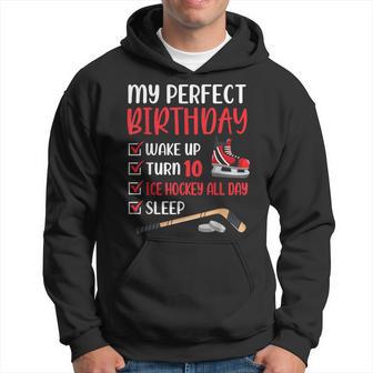 10 Year Old Ice Hockey Birthday Party 10Th Boy Bday Ten Hoodie - Monsterry UK