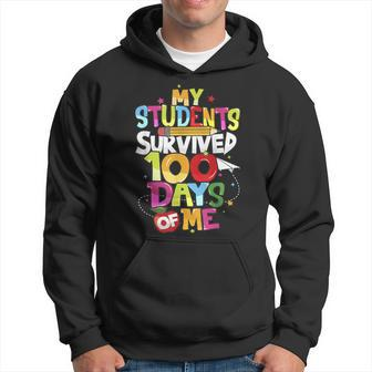 100Th Day School My Students Survived 100 Days Of Me Hoodie - Seseable