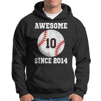 10Th Birthday Baseball Player 10 Years Old Vintage Sports Hoodie - Seseable