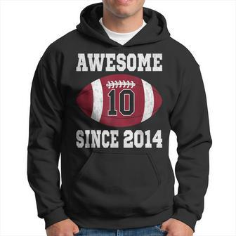 10Th Birthday Football Player 10 Years Old Vintage Sports Hoodie - Monsterry AU