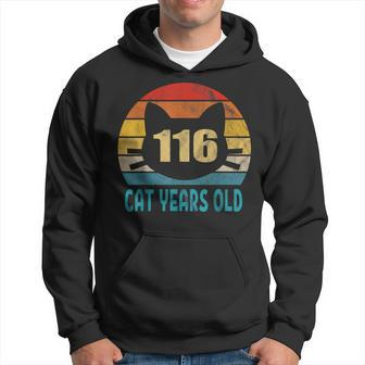 116 Cat Years Old Retro 25Th Birthday Cat Lovers Hoodie - Monsterry AU