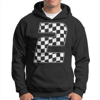 2 Year Old Pit Crew Two 2Nd Birthday Boy Racing Car Flag Hoodie - Monsterry
