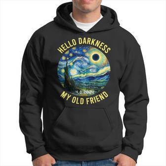 2024 Solar Eclipse Hello Darkness My Old Friend Starry Night Hoodie - Seseable