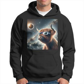 2024 Solar Eclipse Highland Cow Wearing Glasses Totality Hoodie - Seseable
