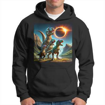 2024 Solar Eclipse T-Rex Family Wearing Glasses Totality Hoodie - Seseable
