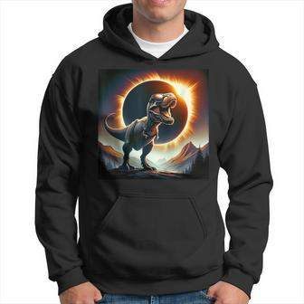 2024 Solar Eclipse T-Rex Wearing Glasses Totality Hoodie - Seseable