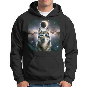 2024 Solar Eclipse Wolf Wearing Glasses Totality Hoodie | Mazezy
