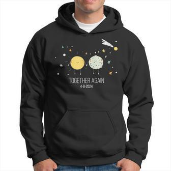 2024 Together Again Sun And Moon Holding Hands Eclipse Hoodie - Seseable