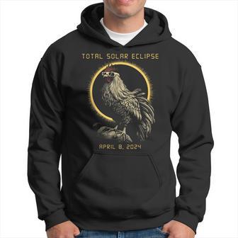2024 Total Solar Eclipse April 8 Rooster With Glasses Hoodie - Thegiftio UK