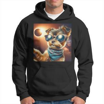 2024 Total Solar Eclipse Dog Taking Selfie Wearing Glasses Hoodie | Mazezy