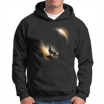 2024 Total Solar Eclipse Wolf Moon And Sun Hoodie - Monsterry