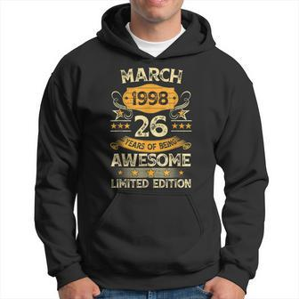 26 Years Old Vintage March 1998 26Th Birthday Mens Hoodie | Mazezy