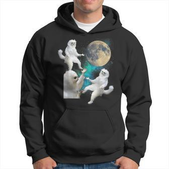 3 Cats Moon Three Cats Howling At Moon Meme Cat Hoodie - Monsterry DE