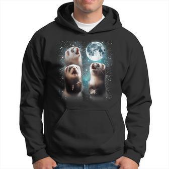 3 Ferret Moon Howling Ferret Head For Men Women Kid Hoodie - Monsterry AU