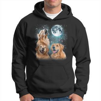 3 Golden Retriever Moon Howling For Men Women Hoodie - Monsterry AU