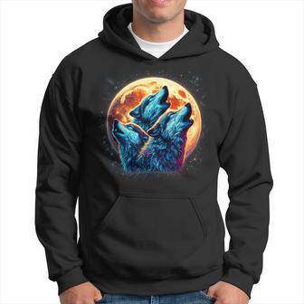 3 Wolves Howling At The Moon Wolf Animal Hoodie - Monsterry AU