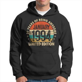 30 Years Old Vintage January 1994 30Th Birthday Retro Hoodie | Mazezy
