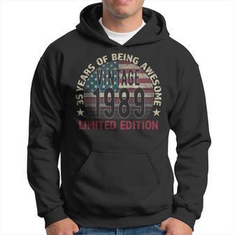 35Th Birthday Vintage Born 1989 Turning 35 Year Old Hoodie - Thegiftio UK