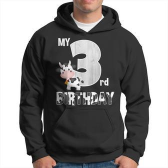 My 3Rd Birthday Cow Moo I'm 3 Yrs Old Farm Theme Birthday Hoodie - Monsterry