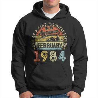 40 Years Old Awesome Since February 1984 40Th Birthday Hoodie - Seseable