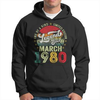 44 Years Old Legend Since March 1980 44Th Birthday Men Hoodie | Mazezy