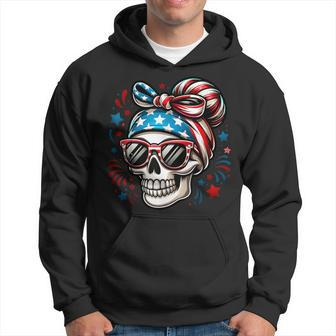 4Th Of July 2024 Independence Day Patriotic Skull Bandana Hoodie - Monsterry