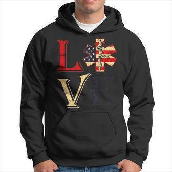 4Th Of July Ems Emt Patriotic Flag Distressed Love Hoodie | Mazezy