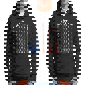 4Th Of July Fighter Jet Airplane Red White Blue Usa Flag Hoodie - Seseable