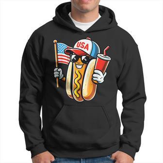 4Th Of July Hotdog Usa Hotdog American Flag Usa Patriotic Hoodie - Monsterry