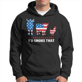 4Th July I'd Smoke That Patriot Bbq Barbeque Fathers Day Hoodie - Thegiftio UK