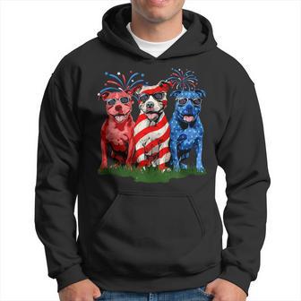 4Th Of July Pitbull Patriotic American Flag Red White Blue Hoodie - Thegiftio UK